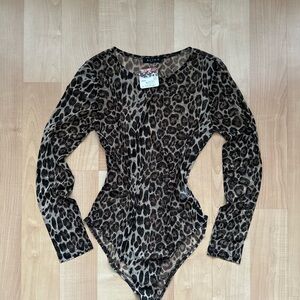 BLVD Black and Gray Asymmetrical Fitted Bodysuit